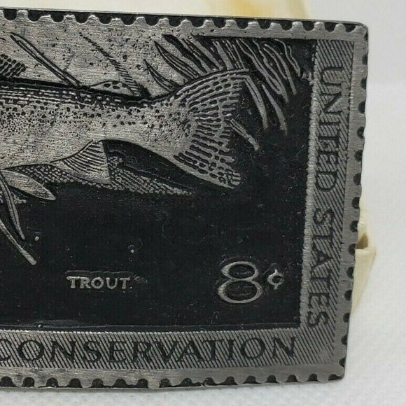 Wildlife Conservation 8 Cents Trout Belt Buckle - Picture 3 of 10